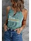 cheap Tank Tops &amp; Camis-Women&#039;s Tank Top Graphic Patterned Letter Casual Weekend Tank Top Camis Sleeveless Cut Out Print V Neck Casual Streetwear Green White Black S