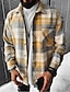 cheap Flannel Shirts-Men&#039;s Shirt Flannel Shirt Check Shirt Plaid Collar Light Yellow Green Blue Red Long Sleeve Outdoor Street Button-Down Print Tops Cotton Fashion Designer Casual Comfortable