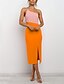 cheap Dresses-Women&#039;s Knee Length Dress Sheath Dress Pink Orange Sleeveless Backless Split Patchwork Color Block One Shoulder Summer Party Stylish Elegant Casual 2022 Slim S M L XL