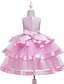 cheap Dresses-Kids Little Girls&#039; Dress Solid Colored Flower Tulle Dress Wedding Birthday Patchwork Bow Blue Pink Wine Midi Sleeveless Princess Cute Dresses Children&#039;s Day Fall Spring Slim 3-10 Years