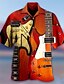 cheap Hawaiian Shirts-Men&#039;s Summer Hawaiian Shirt Shirt Musical Instrument Turndown Street Casual 3D Button-Down Tops Designer Casual Fashion Breathable Red