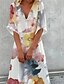 cheap Print Dresses-Women&#039;s Floral Tie Dye V Neck A Line Dress Maxi long Dress White Half Sleeve Print Spring Summer Casual Vacation 2023 S-3XL
