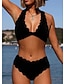 cheap Swimwear-Women&#039;s Swimwear Bikini 2 Piece Plus Size Swimsuit Backless Halter Pure Color Black Halter V Wire Bathing Suits New Vacation Sexy