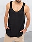 cheap Gym Tank Tops-Men&#039;s Tank Top Vest Solid Color Crew Neck Casual Daily Sleeveless Tops Lightweight Fashion Big and Tall Sports White Black Brown / Summer / Summer