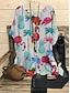 cheap Women&#039;s Tops-Women&#039;s Blouse Henley Shirt Shirt Floral Floral Animal Round Neck Print Casual Beach Tops Green Black Purple / 3D Print