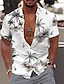 cheap Hawaiian Shirts-Men&#039;s Summer Hawaiian Shirt Shirt Print Aloha Coconut Tree Turndown Street Casual Button-Down Print Short Sleeve Tops Designer Casual Fashion Hawaiian Light Pink White Navy Blue