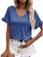cheap Women&#039;s Clothing-2022 cross-border european and american women&#039;s clothing amazon spring and summer new products solid color v-neck short-sleeved pullover loose casual t-shirt top