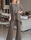 cheap Women&#039;s Jumpsuits-Women&#039;s Jumpsuit Solid Color Round Neck Elegant Holiday Weekend Straight Regular Fit 3/4 Length Sleeve Brown S M L Spring