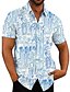 cheap Men&#039;s Printed Shirts-Men&#039;s Shirt Print Coconut Tree Turndown Street Casual Button-Down Print Short Sleeve Tops Casual Fashion Designer Breathable Blue