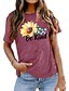 cheap Women&#039;s T-shirts-Women&#039;s T shirt Basic Print Flower / Floral Basic Round Neck T-shirt Sleeve Standard Summer pea green White Dark Pink Dark Green Orange