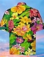 cheap Hawaiian Shirts-Men&#039;s Shirt Print Floral Turndown Street Casual Button-Down Print Short Sleeve Tops Casual Fashion Designer Hawaiian Black