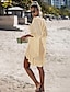 preiswerte schlichte Kleider-Damen Sommerkleid Cover-Up überdimensional Gehäkelt Urlaub Sport Langarm Weinrot Lake Green Schwarz Farbe