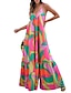 cheap Print Dresses-Women&#039;s Swing Dress Maxi long Dress Rainbow Sleeveless Color Block Cold Shoulder Print Spring Summer Spaghetti Strap V-Neck Personalized Stylish Vacation Sleeveless Dress 2023