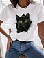 cheap Tees &amp; T Shirts-Women&#039;s T shirt Tee Cat 3D Casual Weekend 3D Cat Painting Short Sleeve T shirt Tee Round Neck Print Basic Essential White Black S / 3D Print