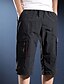 cheap Cargo Shorts-Men&#039;s Cargo Shorts Crop Capri shorts Capri Pants Pocket Elastic Waist Multi Pocket Plain Breathable Quick Dry Knee Length Sports Outdoor Casual Daily Casual Casual / Sporty Black Micro-elastic