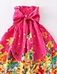 cheap Girls&#039; Dresses-Kids Little Girls&#039; Dress Floral Color Block A Line Dress Daily Holiday Bow Print Wine Above Knee Sleeveless Casual Vacation Dresses Spring Summer Regular Fit 3-12 Years