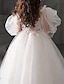 cheap Party Dresses-Kids Girls&#039; Dress Off Shoulder A Line Dress Party Ruched Mesh Print White Tulle Cotton Asymmetrical Short Sleeve Princess Cute Dresses Spring Summer Regular Fit 3-12 Years