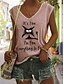 cheap Tank Tops &amp; Camis-Women&#039;s Casual Weekend Tank Top Camis Cat Letter Sleeveless Print V Neck Casual Streetwear Tops Green Black Blue S