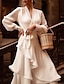 cheap Wedding Dresses-A-Line Wedding Dresses V Neck Asymmetrical Ankle Length Chiffon Long Sleeve Simple Sexy with Cascading Ruffles Solid Color 2022