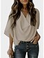 cheap Women&#039;s Blouses &amp; Shirts-Women&#039;s Blouse Shirt Light Purple Almond Sky Blue Plain Long Sleeve Casual Basic V Neck S