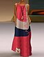 abordables Robes à motifs-robe longue femme maxi robe kaki poussiéreux bleu rouge sans manches bloc de couleur patchwork printemps été ras du cou chaud s m l xl xxl 3xl 4xl 5xl