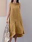 cheap Design Cotton &amp; Linen Dresses-Women&#039;s Casual Dress Cotton Linen Dress Swing Dress Maxi long Dress Cotton Blend Casual Daily Holiday Vacation Crew Neck Pocket Asymmetric Sleeveless Summer Spring 2023 Loose Fit Yellow Dark Green