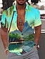 preiswerte Herrenhemden in großen Größen-Graphic Leaves Herren Resort Hawaiian 3D Printed Shirt Button Up Kurzarm Sommer Strand Aloha Shirt Urlaub Täglich Tragen S bis 3XL