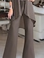 cheap Women&#039;s Jumpsuits-Women&#039;s Jumpsuit Solid Color Round Neck Elegant Holiday Weekend Straight Regular Fit 3/4 Length Sleeve Brown S M L Spring