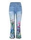billige Kvindebukser-Dame Jeans Bootcut Kunstig Denim Trykt mønster Høj Talje Fuld længde 1 Efterår vinter