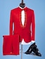 ieftine Costume de tuxedo-negru alb roșu costume de bal pentru bărbați, cu model, 2 piese, croite, la un singur piept, cu un singur buton 2024
