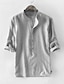 cheap Men&#039;s Casual Shirts-Men&#039;s Linen Shirt 1950s Casual Long Sleeve Light Blue Gray Light Grey Apricot Striped Henley Clothing Clothes Cotton Linen 1950s Casual
