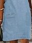 cheap Casual Dresses-Women&#039;s Knee Length Dress A Line Dress Light Blue Short Sleeve Lace Floral Solid Color V Neck Spring Summer Casual Sexy 2022 S M L XL XXL 3XL / Denim Dress
