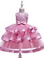 cheap Dresses-Kids Little Girls&#039; Dress Solid Colored Flower Tulle Dress Wedding Birthday Patchwork Bow Blue Pink Wine Midi Sleeveless Princess Cute Dresses Children&#039;s Day Fall Spring Slim 3-10 Years