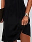 olcso sima ruhák-Női Fekete ruha hétköznapi ruha Fodrozott Fésűs nyak Mini ruha Stílusos Alap Napi Randi Rövid ujjú Nyár Tavasz