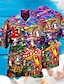 cheap Hawaiian Shirts-Men&#039;s Summer Hawaiian Shirt Shirt Mushroom Turndown Street Casual 3D Button-Down Tops Designer Casual Fashion Breathable Rainbow