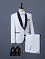 cheap Tuxedo Suits-Black White Men&#039;s Prom Suits Special Occasion Party Evening Tuxedos 2 Piece Solid Colored Shawl Collar Tailored Fit Single Breasted One-button 2024