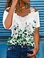 cheap Best Selling Tops-Women&#039;s Casual Holiday Weekend T shirt Tee Floral Butterfly Painting Short Sleeve Floral Plaid / Check Butterfly V Neck Lace Patchwork Cold Shoulder Basic Elegant Tops Green White Blue S / 3D Print