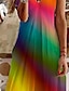 cheap Print Dresses-Women&#039;s Casual Dress Color Gradient Patchwork V Neck Midi Dress Casual Daily Short Sleeve Summer Spring
