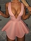 abordables Vestidos de fiesta-Mujer Vestido de Fiesta vestido de fiesta vestido atractivo Mini vestido Negro Rosa Sin Mangas Color puro Espalda al Aire Verano Primavera Otoño Escote en Pico caliente Cumpleaños Vacaciones Vestido