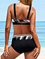 billiga Bikiniset-Dam Badkläder Bikini 2 st Plusstorlekar Baddräkt Öppen rygg Hög midja Nyans Gradientfärg V-hals Tropisk Tryck upp Baddräkter