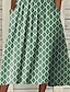 cheap Print Dresses-Women&#039;s Casual Dress Shift Dress Midi Dress Green Short Sleeve Geometric Ruched Fall Spring Summer V Neck Basic Daily Vacation Summer Dress Loose Fit 2023 S M L XL XXL 3XL