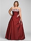 cheap Plus Size Dresses-Ball Gown Plus Size Dress Prom Formal Evening Floor Length Sleeveless Strapless Taffeta with Beading Appliques 2024