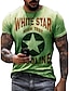 cheap Men&#039;s 3D T-shirts-Men&#039;s T shirt 3D Print Graphic Star Letter Crew Neck Street Casual Print Short Sleeve Tops Basic Fashion Classic Comfortable Green Blue Yellow / Sports / Summer