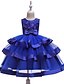 cheap Dresses-Kids Little Girls&#039; Dress Solid Colored Flower Tulle Dress Wedding Birthday Patchwork Bow Blue Pink Wine Midi Sleeveless Princess Cute Dresses Children&#039;s Day Fall Spring Slim 3-10 Years