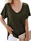 cheap Women&#039;s T-shirts-Women&#039;s Casual T shirt Tee Plain Short Sleeve V Neck Beach Tops White Black Army Green S