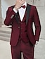 cheap Tuxedo Suits-Black Burgundy Blue Men&#039;s Performance Party Party Evening Tuxedos 3 Piece Peak Plus Size Tailored Fit Single Breasted One-button 2024