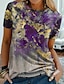 cheap Women&#039;s T-shirts-Women&#039;s T shirt Tee Tie Dye Casual Weekend Abstract Painting T shirt Tee Short Sleeve Print Round Neck Basic Essential Green Blue Purple S / 3D Print