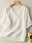 cheap Women&#039;s Blouses &amp; Shirts-Women&#039;s Blouse Plain Daily Weekend Blouse Shirt Short Sleeve Button V Neck Casual Streetwear White Blue Pink M