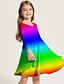 abordables Robe Vision Brillante 3D-Robe Fille Robe Trapèze Enfants Petit à imprimé arc-en-ciel Graphic du quotidien Vacances Imprimer Bleu Rose Claire Arc-en-ciel Polyester Au dessus du genou Manches Longues Casual Le style mignon Doux