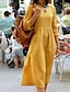 cheap Design Cotton &amp; Linen Dresses-Women&#039;s Summer Cotton Linen Maxi Dress Casual Split Neck Ruched Half Sleeve
